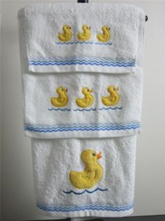   White Wash Cloth Hand Towel or Bath Towel Yellow Ducks You Pick