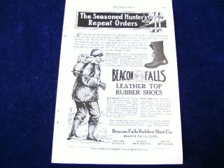 J642 1912 LG Beacon Falls Ct Hunt Boot Ad Old Man w Gun