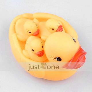 Baby Bath Bathing Toy Rubber Race Squeaky Ducks Yellow