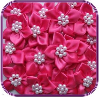   Poinsettia Flowers with Pearl Beads, Choose your Colour & Pack Size