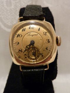 Art Deco 1920s 18K Yellow Gold Longines Wristwatch Working  