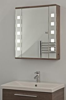 Bathroom Mirror Cabinet M1 Solid Oak Illuminated Demister