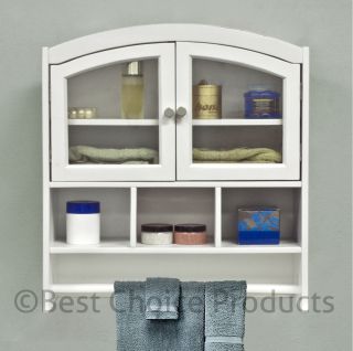 Bathroom Cabinet White Arch Top Bath Wall Mount Storage Cabinet Solid 