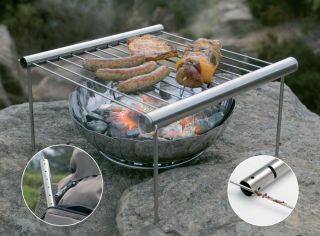 Grillput Outdoor Camp BBQ Grill Fire Bowl Set New