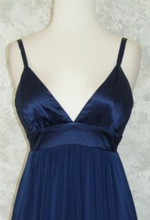 BCBG Paris Navy Blue Satin Empire Waist Top Jersey Skirt Dress 2 
