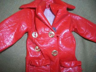 1969 Shillman Barbie Doll Red Vinly Coat 2 Hangers Lot