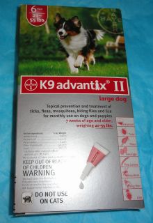 Bayer K9 Advantix II Flea and Tick Drops for LARGE Dogs 6 PACK 21   55 