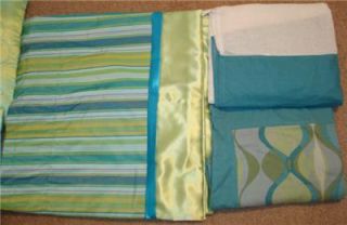 Turquoise Green Bedding Set Throw Pillows Shams Bedskirt Curtain Lamp 
