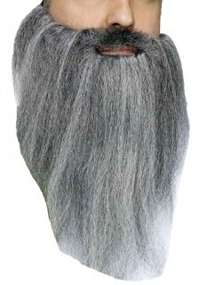 Full Crimped Mustache Beard Biker Pirate Costume Old Man Gray Grey 