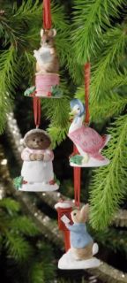 Beatrix Potter Set 4 Christmas Tree Ornaments Decorations 12379 New 