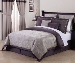 8pcs Queen Debois Purple Embroidered Comforter Set