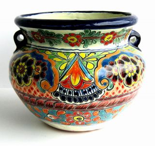 Mexican Talavera Pottery Bean Pot Planter Flower Pot