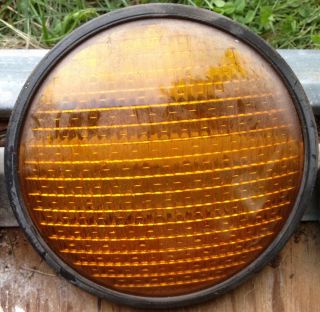 Yellow Traffic Signal Stop Light Lens for 8 Heads Glass Very Good 