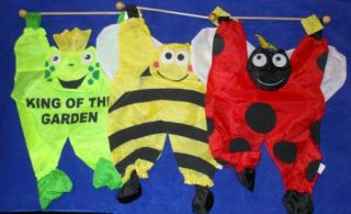 Lot of 3 Lady Bug Bumble Bee Frog Hanging Spring Decoration Flag on 