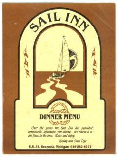 sail inn dinner menu benzonia michigan
