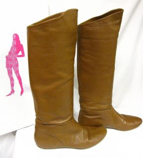 BELLE BY SIGERSON MORRISON NUT BROWN LEATHER FLAT KNEE HIGH BOOTS SZ 