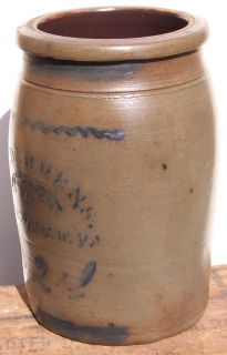 Antique Stoneware Jar Crock 2 Gal Behrens Wheeling WV