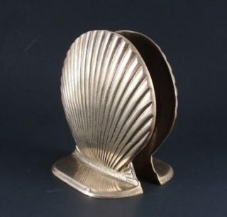 PR Vintage Solid Brass Bookends Seashell Nautical by Price Products 