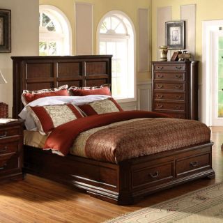 Solid Wood Louisa Antique Cherry Oak Finish Bed Frame