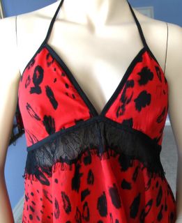 BEBE RLL Lace Waist Leopard Padded Silk Halter Top NWT$89 XS Only One 