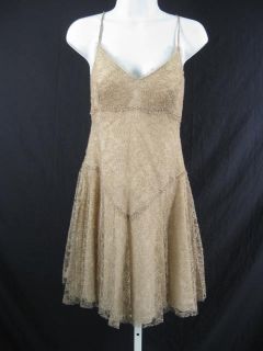Luisa Beccaria Beige Tan Lace Mini Short Dress 44