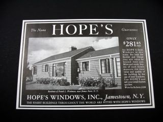Hopes Windows Bemus Point NY Home House 1953 Print Ad