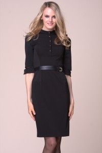  Victoria Beckham Military Belted Black Dress