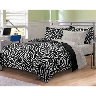 Zebra Black White 7 Piece Bed in A Bag with Sheet Set