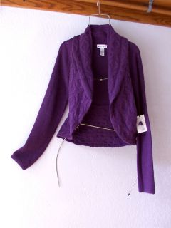 New Valerie Bertinelli Purple Grape Cardigan Sweater Jacket Top Coat 