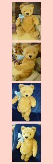 Vintage German Steiff Teddy Bear Button Yellow Tag Blond Mohair 