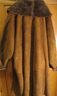 Geoffrey Beene Couture Brown Suede Leather Shearling Lined Heavy 