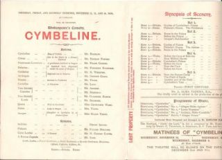 Henry Irving Ellen Terry Cymbeline Theatre Programme
