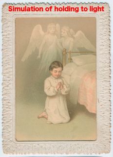 Victorian Hold to Light 2 sided Chromolithographed Christmas Card 