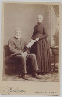 Cabinet Photo Bellefontaine Ohio Man Lady w Paper