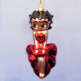 Betty Boop in Red Dress Marilyn Pose Glass Christmas Ornament