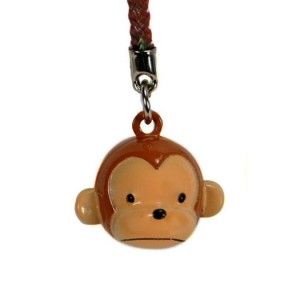 Monkey Head Bell Charm Cell Mobile Phone Strap Brass