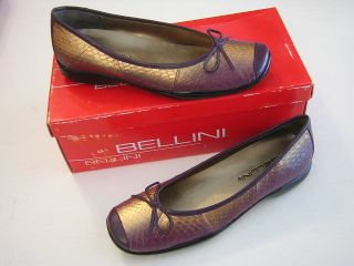 Bellini Belleville Bronze Leather Snakeskin Loafer Flats