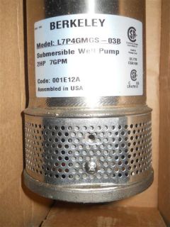 New Berkeley L7P4GMGS 03B 4 inch 7 GPM 2 HP Submersible Well Pump 