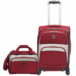   beverly hills country club 2 piece carry on spinner luggage set red