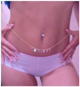 Dangle Crystal 18 KT Gold GEP Sexy Waist Belly Chain