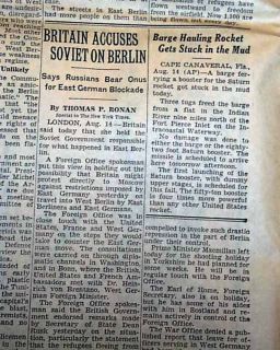 BERLIN WALL Construction Begins EAST & WEST Germany Divided 1961 Old 