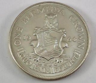 Bermuda Silver Crown Coin 1964 Elizabeth II Excellent UNC