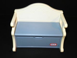 LIttle Tikes Dollhouse Size Blue White Toy Chest Storage Bench