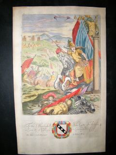 richard blome 1686 hand col. bellona knight cavalry 46309 p