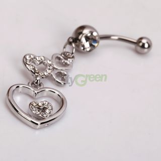   Barbells Navel Belly Button Ring Clear Rhinestone Body Piercing Jewel
