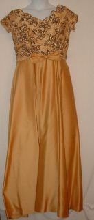 Vintage Mike Benet Sequins Over Topaz Taffeta Gown