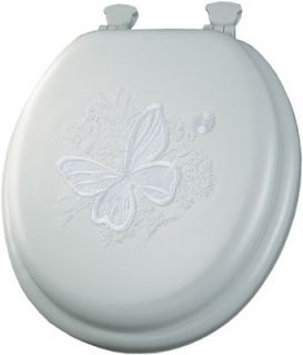 Bemis Mayfair White Round Soft Molded Wood Core Butterfly Toilet Seat 