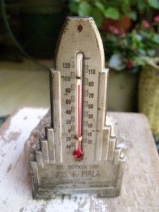   Tin Thermometer Joseph Fiala Undertaker Funeral Home Berwyn IL