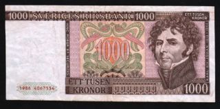 Sweden 1000 KR P 55 1986 King Karl Steel RARE Bank Note