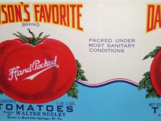   10 Vintage Dawsons Favorite Brand Tomatoes Labels Berkeley Springs WV